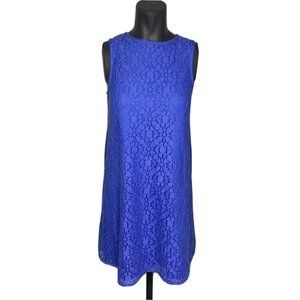 Unbranded Blue Floral Lace Shift Dress Size S